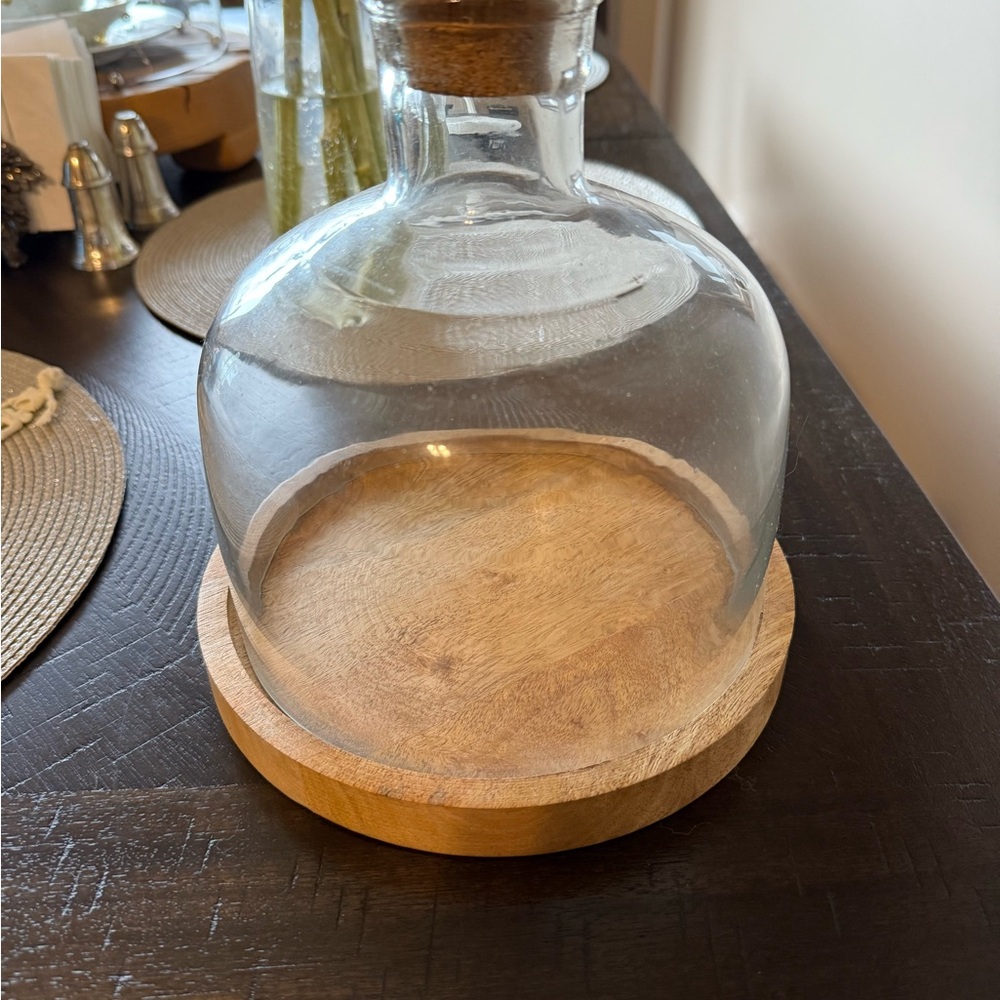Rustic Glass Dome with Wooden Base